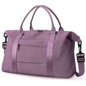 Women Men Purple Waterproof Carry On Tote Travel Duffle Bag with Trolley Sleeve